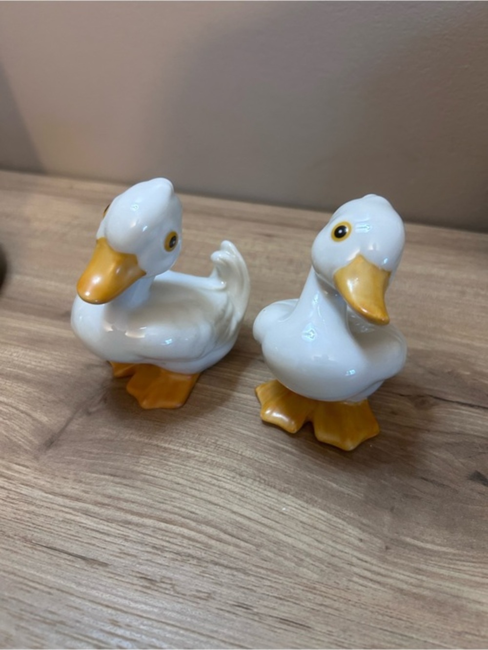 Ceramic White & Yellow Duck Figurine Pair - Home Accent